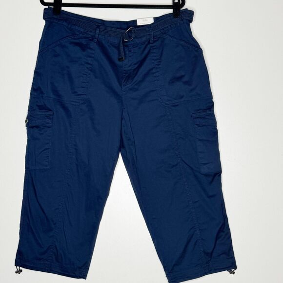 New Time and Tru Relaxed Fit Belted Cargo Capri Pants Women's Size 16 - Picture 1 of 7